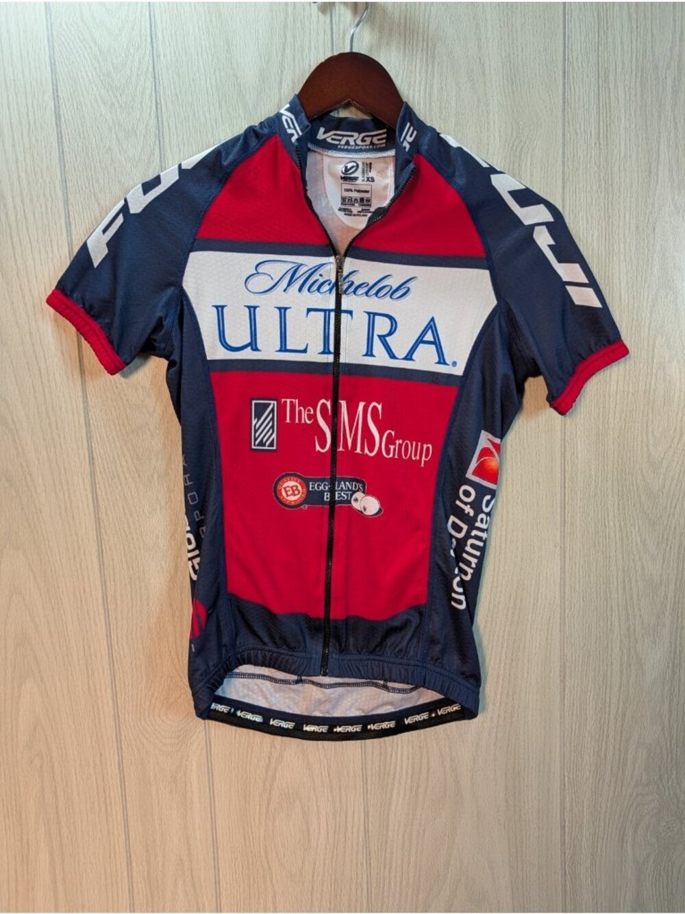 Verge Cycling Jersey Womens Sz XS Full Zip Polyester Rear Pocket Michelob Ultra